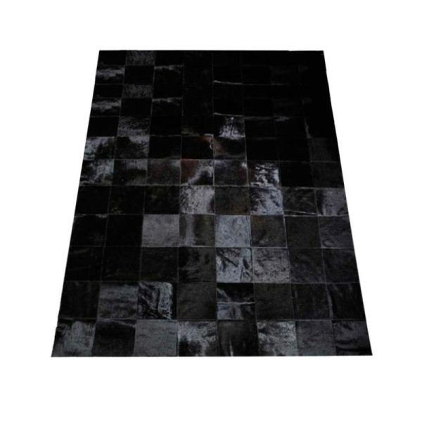 Black Square Design Cowhide Rug (1.6 X 2.4M) Accessories