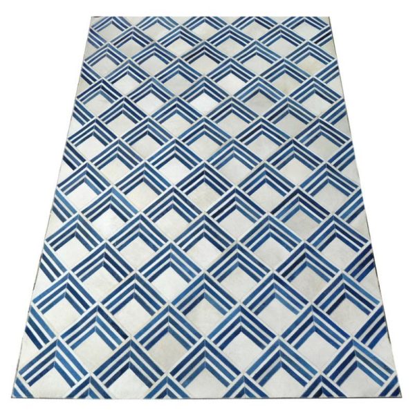 Blue White Dyed Arrow Design Cowhide Rug (2 X 3M) Accessories