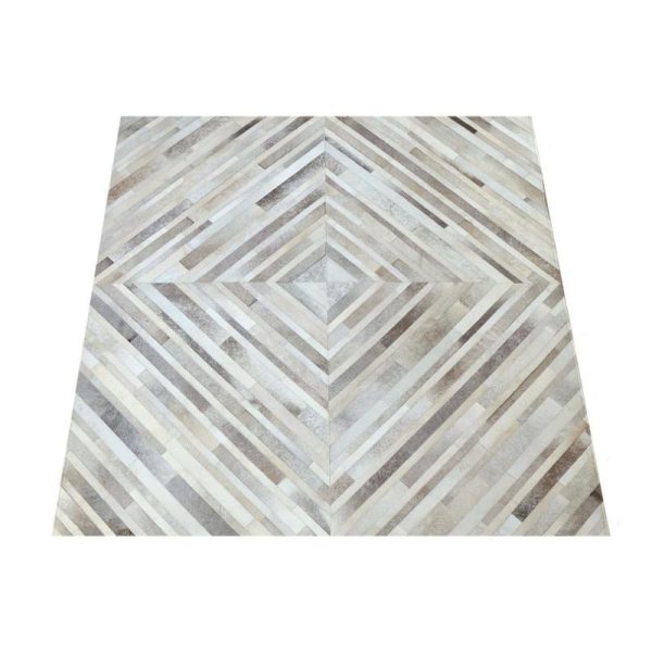 Grey Squared Stripe Design Cowhide Rug (2 X 2M) Accessories