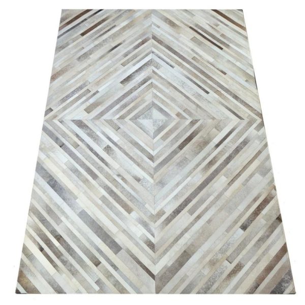 Grey Squared Stripe Design Cowhide Rug (2 X 2M) Accessories