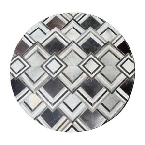 Grey Triangle Design Round Cowhide Rug (1.5M) Accessories