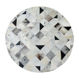 Mixed Square Patch Design Round Cowhide Rug (1.5M) Accessories