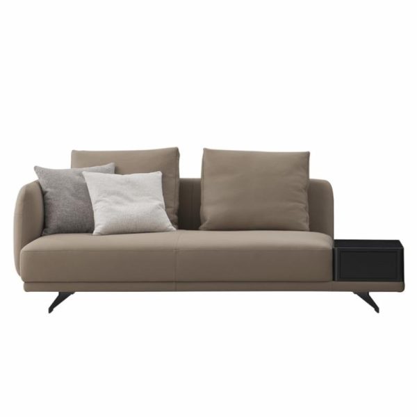 Tei-Tei Three Seater Single Arm Sofa With Wood Box | Leather Living